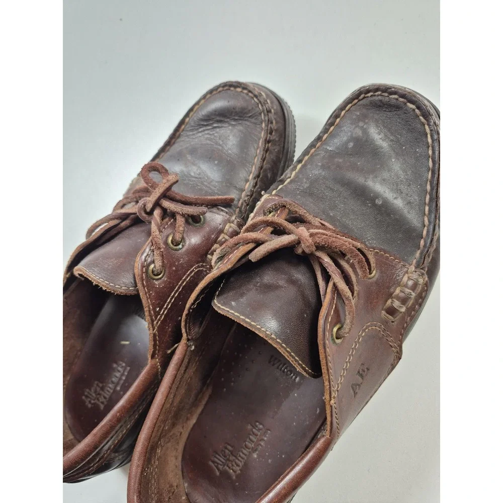 Allen Edmonds Wilton Boat Shoes Mens Size 8.5 Brown Leather Moc Toe Casual